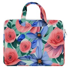 Classy Watercolor Flowers Macbook Pro 13  Double Pocket Laptop Bag by GardenOfOphir