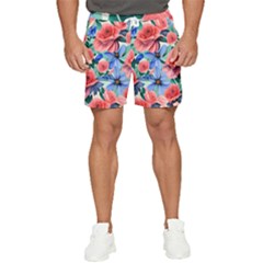 Classy Watercolor Flowers Men s Runner Shorts by GardenOfOphir