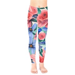 Classy Watercolor Flowers Kids  Classic Winter Leggings by GardenOfOphir