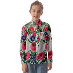 Cheerful Watercolor Flowers Kids  Long Sleeve Shirt by GardenOfOphir