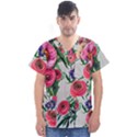 Cheerful Watercolor Flowers Men s V-Neck Scrub Top View1