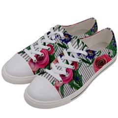 Cheerful Watercolor Flowers Men s Low Top Canvas Sneakers by GardenOfOphir