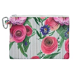 Cheerful Watercolor Flowers Canvas Cosmetic Bag (xl) by GardenOfOphir