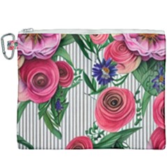 Cheerful Watercolor Flowers Canvas Cosmetic Bag (xxxl) by GardenOfOphir