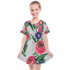 Cheerful Watercolor Flowers Kids  Smock Dress by GardenOfOphir