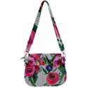 Cheerful Watercolor Flowers Saddle Handbag View3