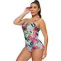 Cheerful Watercolor Flowers Retro Full Coverage Swimsuit View2