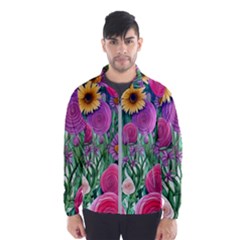 Charming Watercolor Flowers Men s Windbreaker by GardenOfOphir