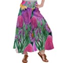 Charming Watercolor Flowers Satin Palazzo Pants View1