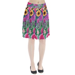 Charming Watercolor Flowers Pleated Skirt by GardenOfOphir