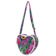 Charming Watercolor Flowers Heart Shoulder Bag by GardenOfOphir