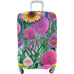 Charming Watercolor Flowers Luggage Cover (large) by GardenOfOphir