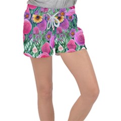 Charming Watercolor Flowers Velour Lounge Shorts by GardenOfOphir