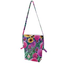 Charming Watercolor Flowers Folding Shoulder Bag by GardenOfOphir