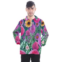 Charming Watercolor Flowers Men s Half Zip Pullover by GardenOfOphir