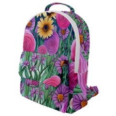 Charming Watercolor Flowers Flap Pocket Backpack (small) by GardenOfOphir