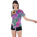 Charming Watercolor Flowers Asymmetrical Short Sleeve Sports Tee View1