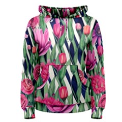 Classy Botanicals – Watercolor Flowers Botanical Women s Pullover Hoodie by GardenOfOphir