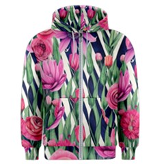 Classy Botanicals – Watercolor Flowers Botanical Men s Zipper Hoodie