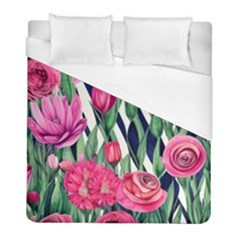 Classy Botanicals – Watercolor Flowers Botanical Duvet Cover (full/ Double Size) by GardenOfOphir