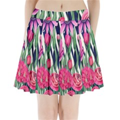 Classy Botanicals – Watercolor Flowers Botanical Pleated Mini Skirt by GardenOfOphir