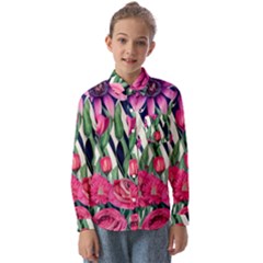 Classy Botanicals – Watercolor Flowers Botanical Kids  Long Sleeve Shirt by GardenOfOphir