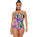 Classy Botanicals – Watercolor Flowers Botanical Retro Full Coverage Swimsuit View1