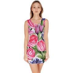 Charming Foliage – Watercolor Flowers Botanical Bodycon Dress by GardenOfOphir