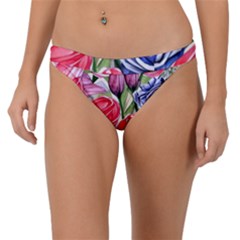 Charming Foliage – Watercolor Flowers Botanical Band Bikini Bottoms by GardenOfOphir