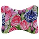 Charming Foliage – Watercolor Flowers Botanical Velour Seat Head Rest Cushion View1