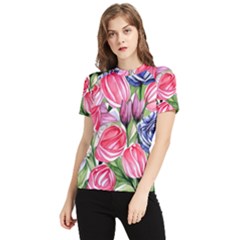 Charming Foliage – Watercolor Flowers Botanical Women s Short Sleeve Rash Guard by GardenOfOphir