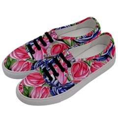 Charming Foliage – Watercolor Flowers Botanical Men s Classic Low Top Sneakers by GardenOfOphir