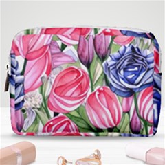 Charming Foliage – Watercolor Flowers Botanical Make Up Pouch (medium) by GardenOfOphir