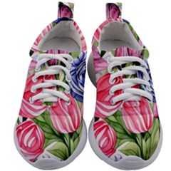 Charming Foliage – Watercolor Flowers Botanical Kids Athletic Shoes by GardenOfOphir