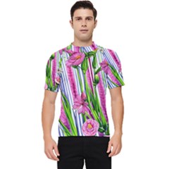 Cherished Blooms – Watercolor Flowers Botanical Men s Short Sleeve Rash Guard by GardenOfOphir