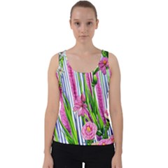 Cherished Blooms – Watercolor Flowers Botanical Velvet Tank Top by GardenOfOphir