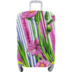 Cherished Blooms – Watercolor Flowers Botanical Luggage Cover (large)