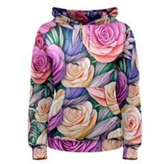 County Charm – Watercolor Flowers Botanical Women s Pullover Hoodie by GardenOfOphir