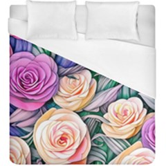 County Charm – Watercolor Flowers Botanical Duvet Cover (king Size) by GardenOfOphir