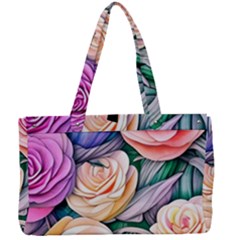 County Charm – Watercolor Flowers Botanical Canvas Work Bag by GardenOfOphir