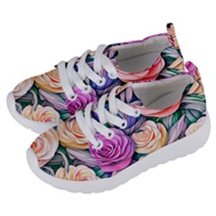 County Charm – Watercolor Flowers Botanical Kids  Lightweight Sports Shoes by GardenOfOphir