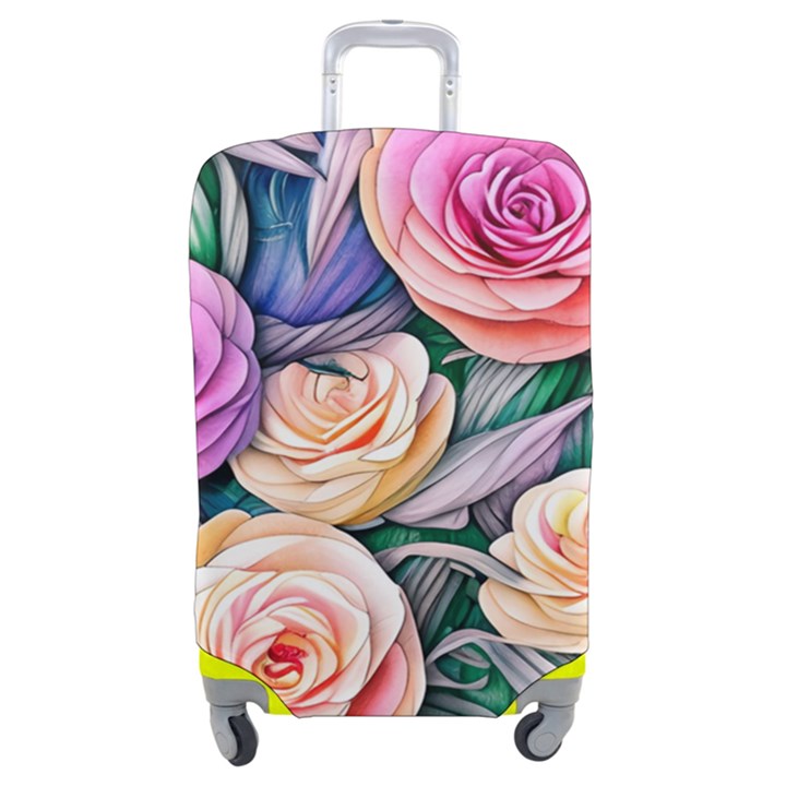 County Charm – Watercolor Flowers Botanical Luggage Cover (Medium)