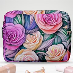 County Charm – Watercolor Flowers Botanical Make Up Pouch (large) by GardenOfOphir