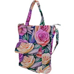 County Charm – Watercolor Flowers Botanical Shoulder Tote Bag by GardenOfOphir