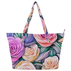 County Charm – Watercolor Flowers Botanical Full Print Shoulder Bag by GardenOfOphir