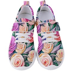 County Charm – Watercolor Flowers Botanical Women s Velcro Strap Shoes by GardenOfOphir