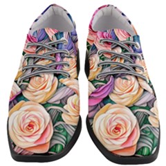 County Charm – Watercolor Flowers Botanical Women Heeled Oxford Shoes by GardenOfOphir