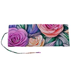 County Charm – Watercolor Flowers Botanical Roll Up Canvas Pencil Holder (s) by GardenOfOphir