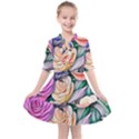 County Charm – Watercolor Flowers Botanical Kids  All Frills Chiffon Dress View1