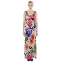 Country-chic Watercolor Flowers Thigh Split Maxi Dress View1